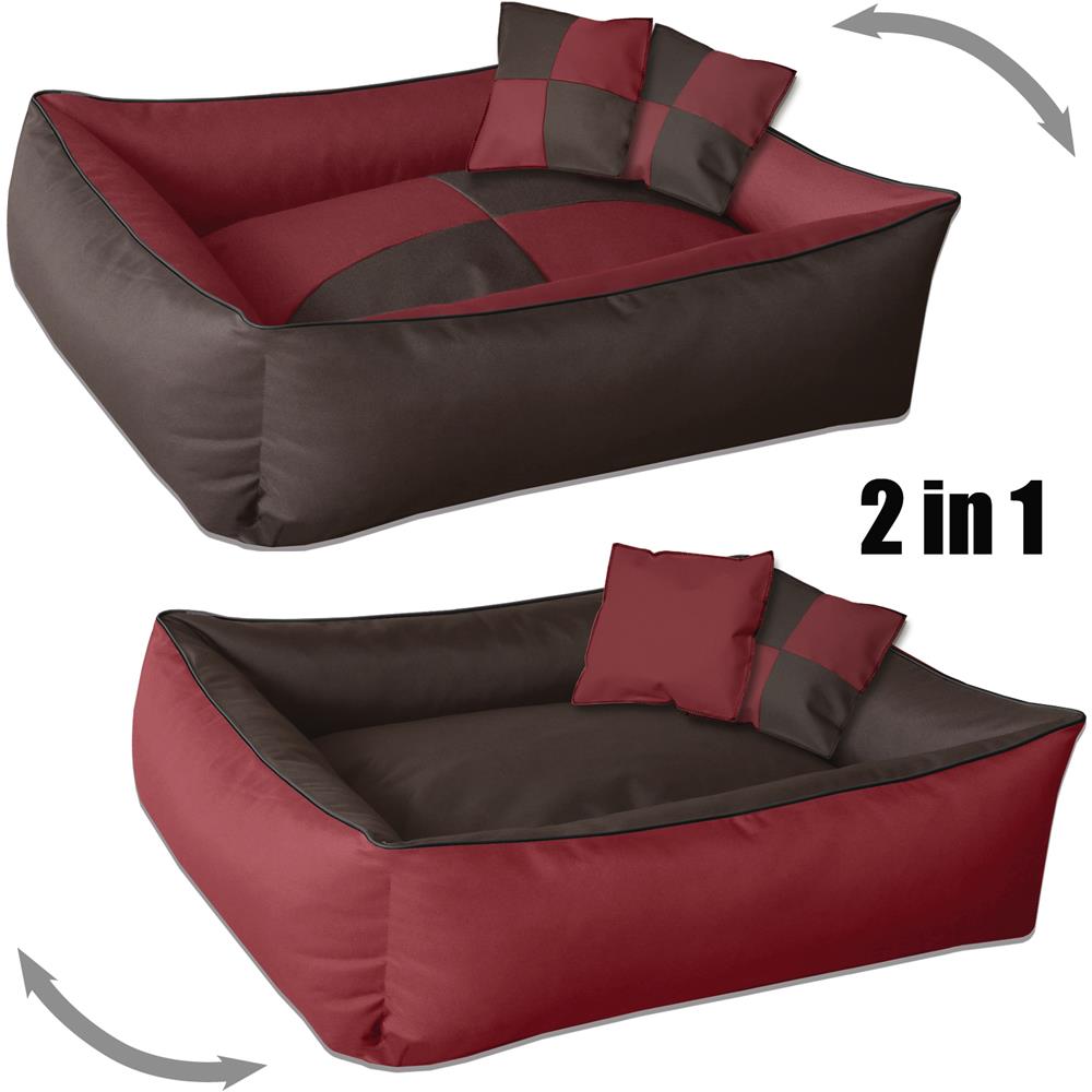 Max Quattro 2in1 Marrone / rosso Xl, 100x85 Cm, Letto Per Cane Cuscino, Divano, Cestino Per Cane - Foto 2
