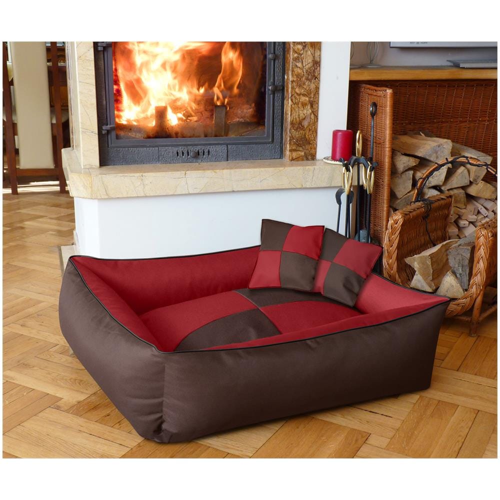 Max Quattro 2in1 Marrone / rosso Xl, 100x85 Cm, Letto Per Cane Cuscino, Divano, Cestino Per Cane - Foto 3