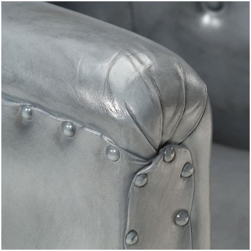 Poltrona a Pozzetto Grigia in Vera Pelle - Foto 2
