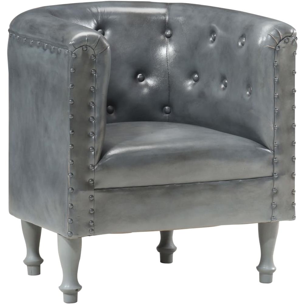 Poltrona a Pozzetto Grigia in Vera Pelle - Foto 1