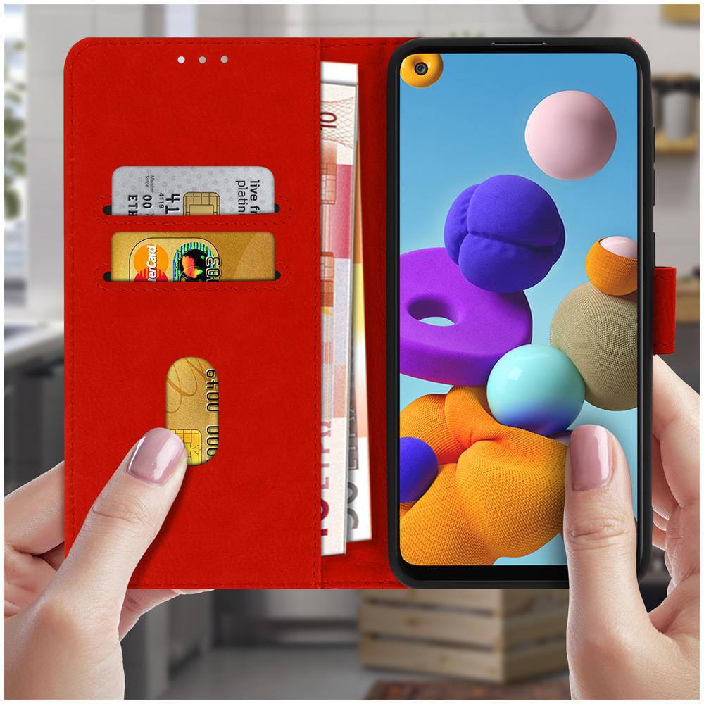 Custodia Samsung Galaxy A21s Portadocumenti Funzione Supporto Rosso - Foto 2