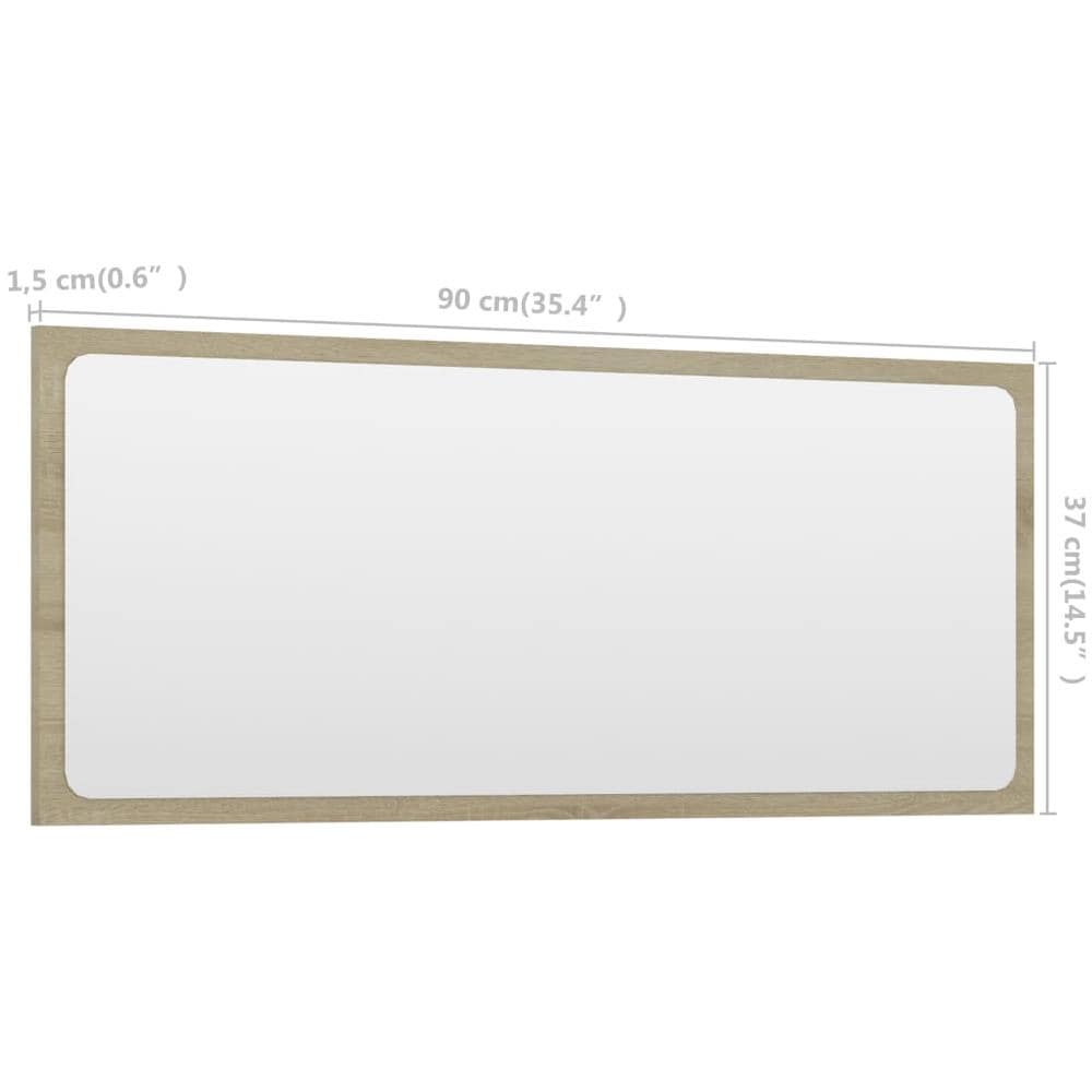 Specchio da Bagno Rovere Sonoma 90x1,5x37 cm Legno Multistrato - Foto 5