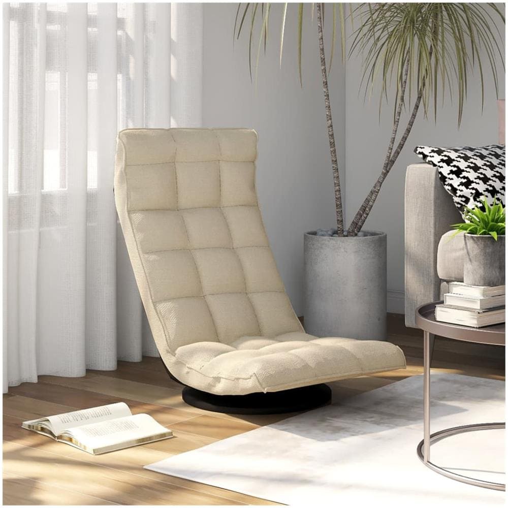 Sedia Da Pavimento Girevole Crema In Tessuto - Foto 1