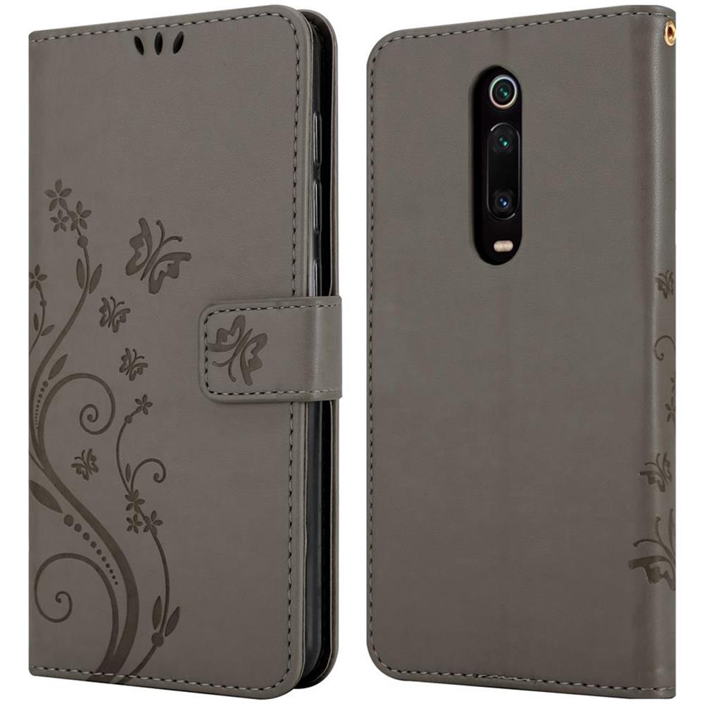 Custodia Compatibile Con Xiaomi Redmi K20 In Grigio Fiore - Coperchio Protettivo In Design Floreale Con Chiusura Magnetica, Funzione Stand E Slot Per Carte - Foto 8