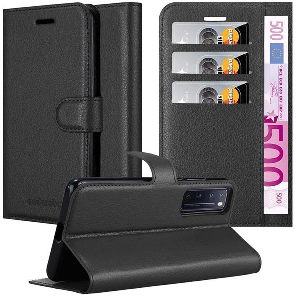 Custodia Compatibile Con Huawei Nova 7 Pro 5g In Nero Carbone - Coperchio Protettiva Con Chiusura Magnetica, Funzione Stand E Tasca Per Le Carte - Foto 1