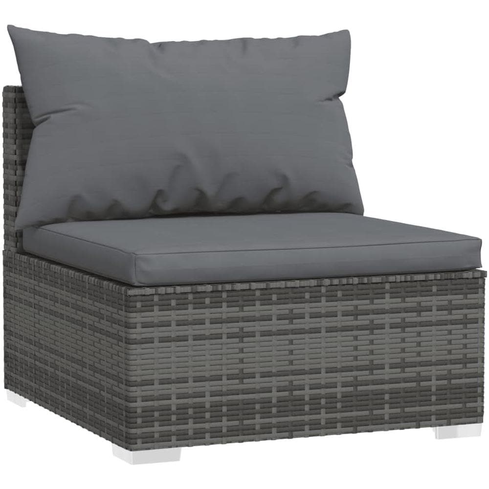 Set Salotto Da Giardino 9 Pz Con Cuscini In Polyrattan Grigio - Foto 6