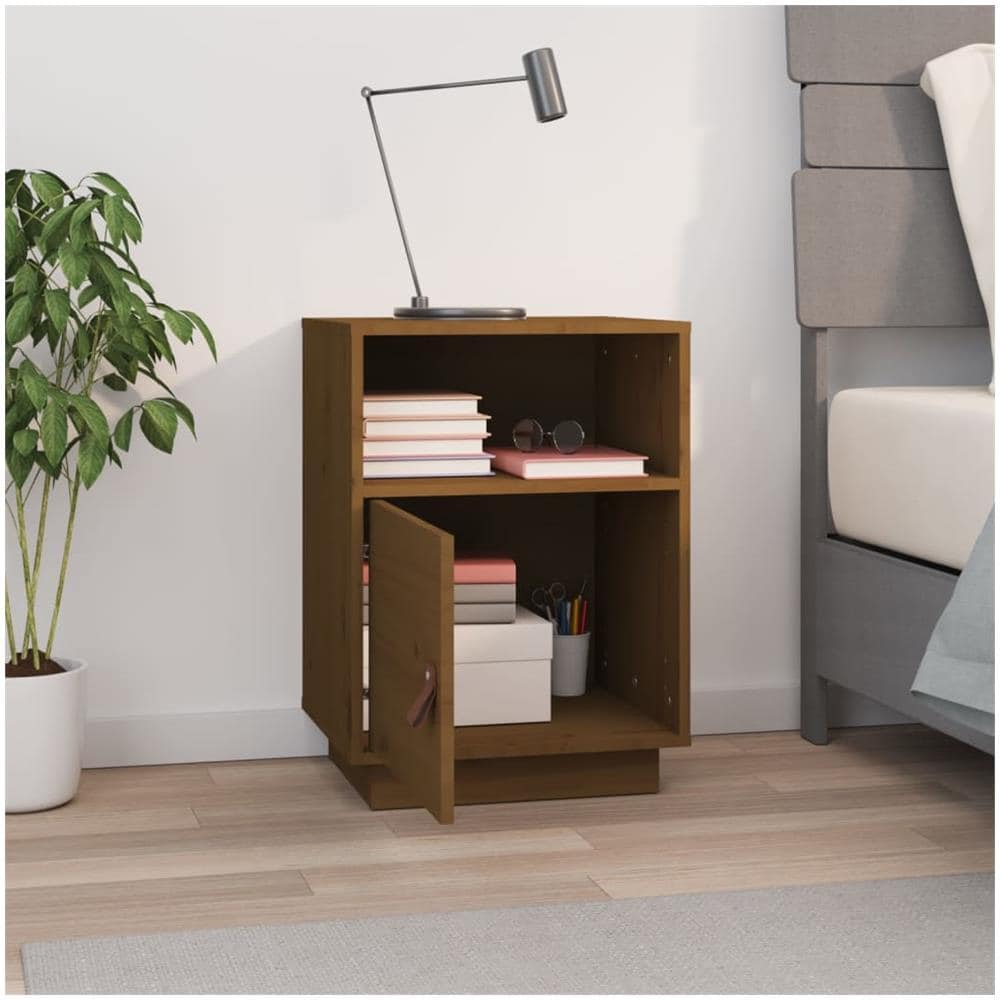 Comodino Miele 40x34x55 Cm In Legno Massello Di Pino - Foto 2
