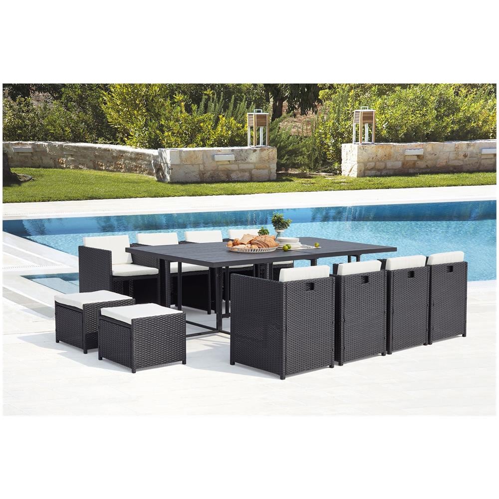 Salotto Da Giardino A Incasso 12 Posti Resina Intrecciata Nero/bianco Sunset - Foto 2