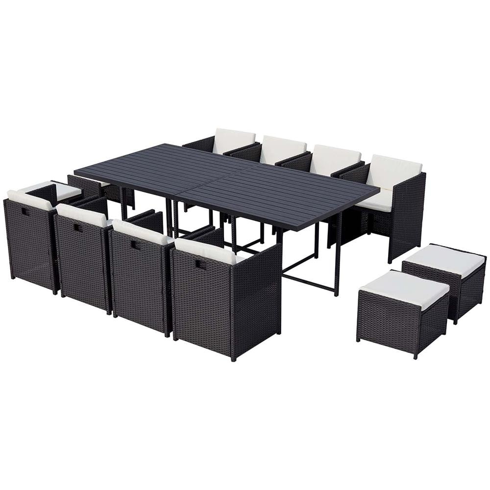 Salotto Da Giardino A Incasso 12 Posti Resina Intrecciata Nero/bianco Sunset - Foto 1