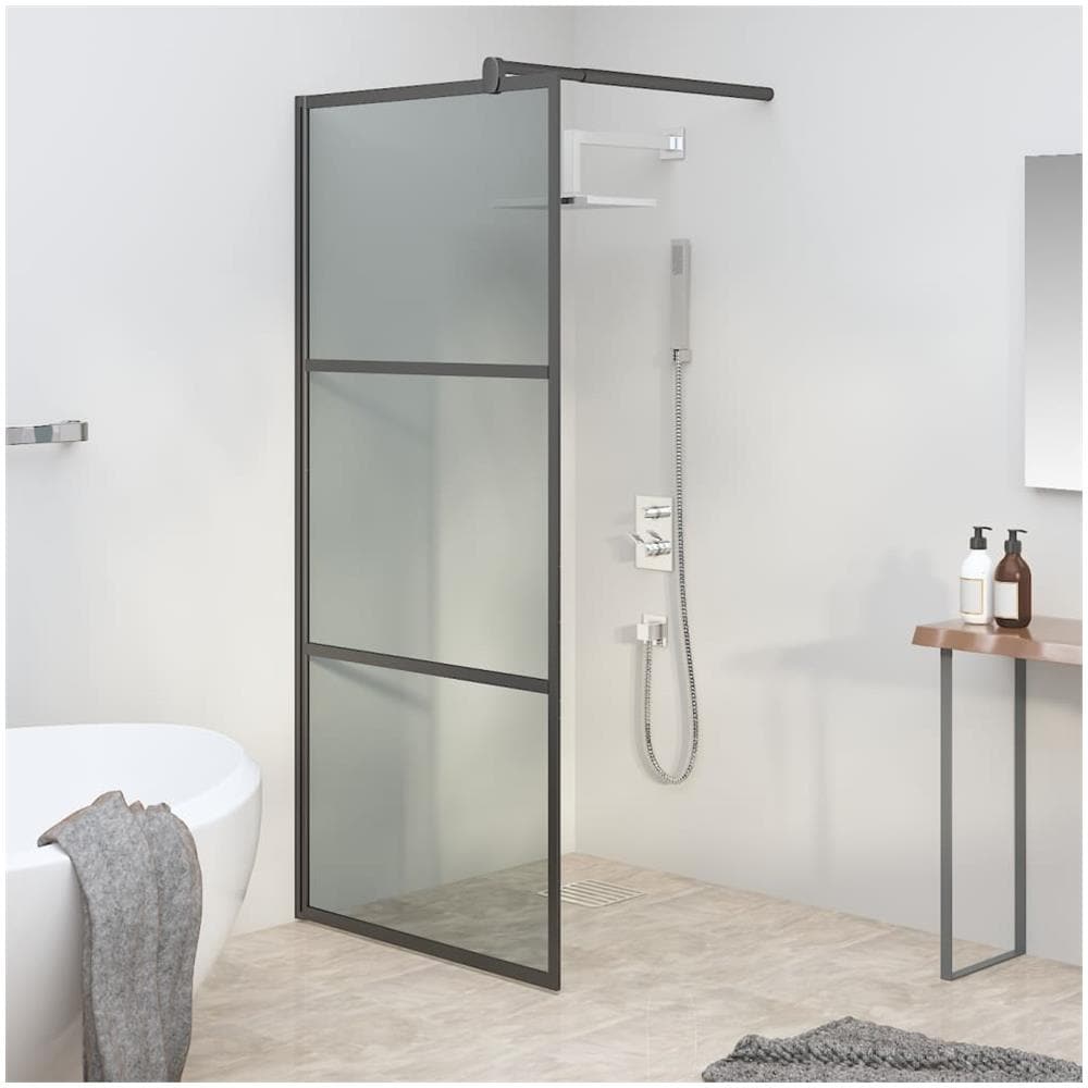 Parete Doccia Walk In 80x195 Cm In Vetro Scuro Esg Nero - Foto 1