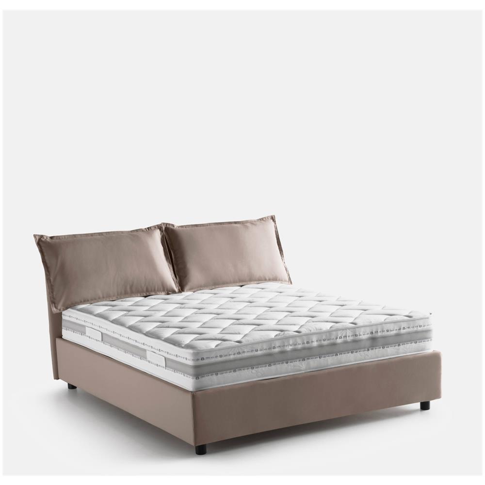 Letto Matrimoniale Deborah, Letto Contenitore Con Rivestimento In Tessuto, 100% Made In Italy, Apertura Frontale, Adatto Per Materasso Cm 160x190, Tortora - Foto 2
