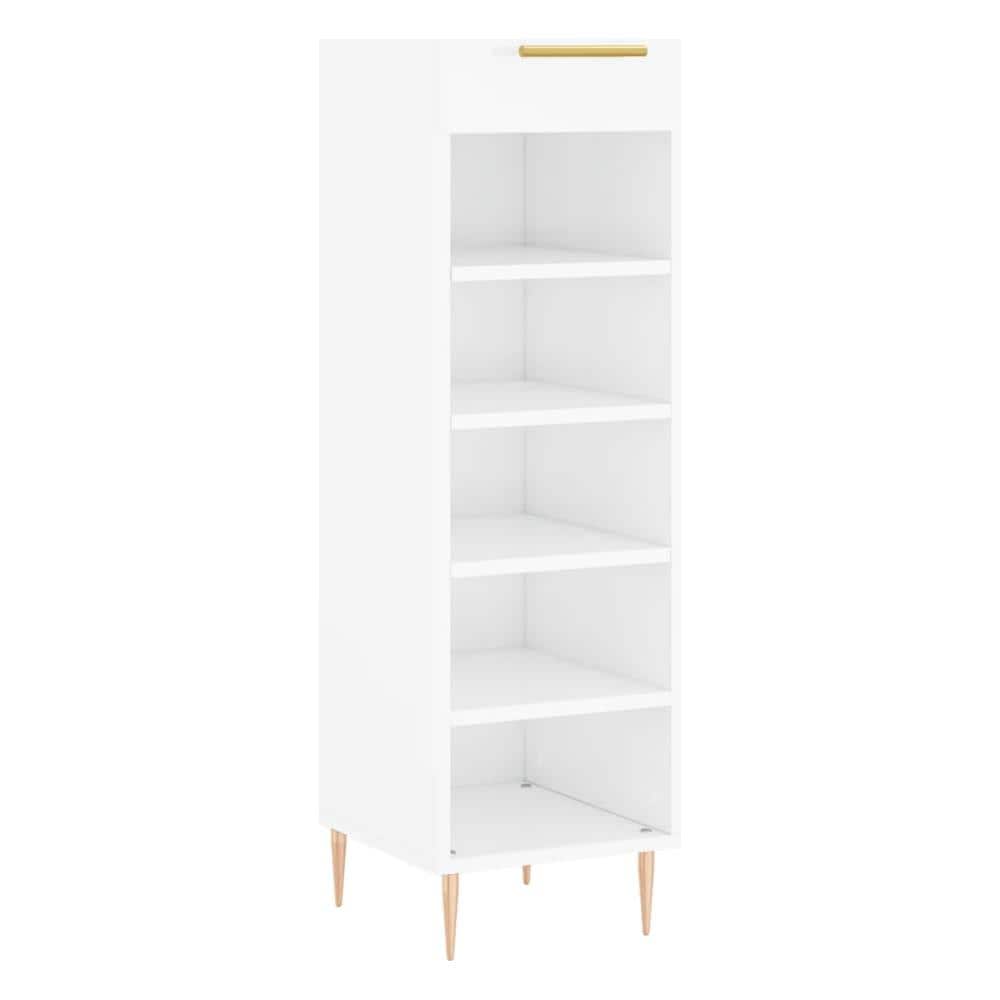 Scarpiera Bianco Lucido 30x35x105 Cm In Legno Multistrato - Foto 2