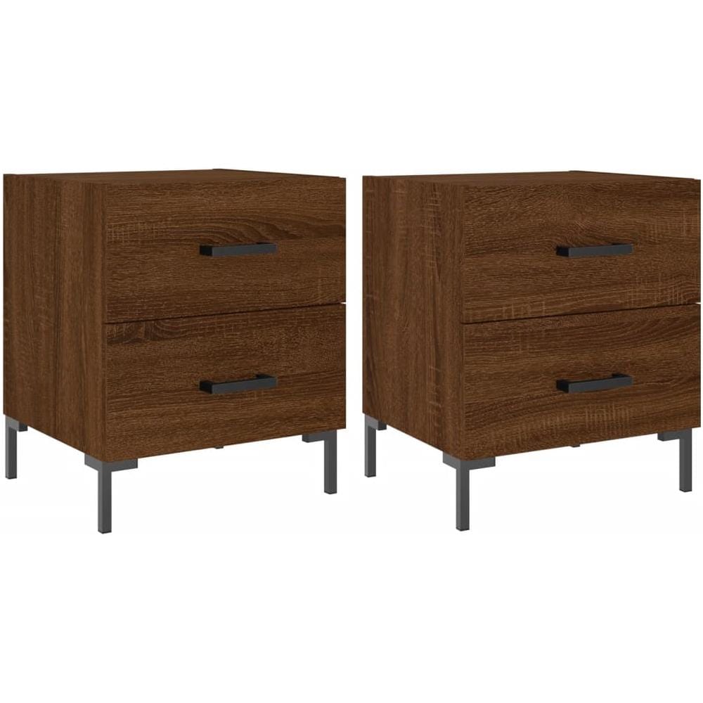 Comodini 2 Pz Rovere Marrone 40x35x47,5 Cm In Legno Multistrato - Foto 2