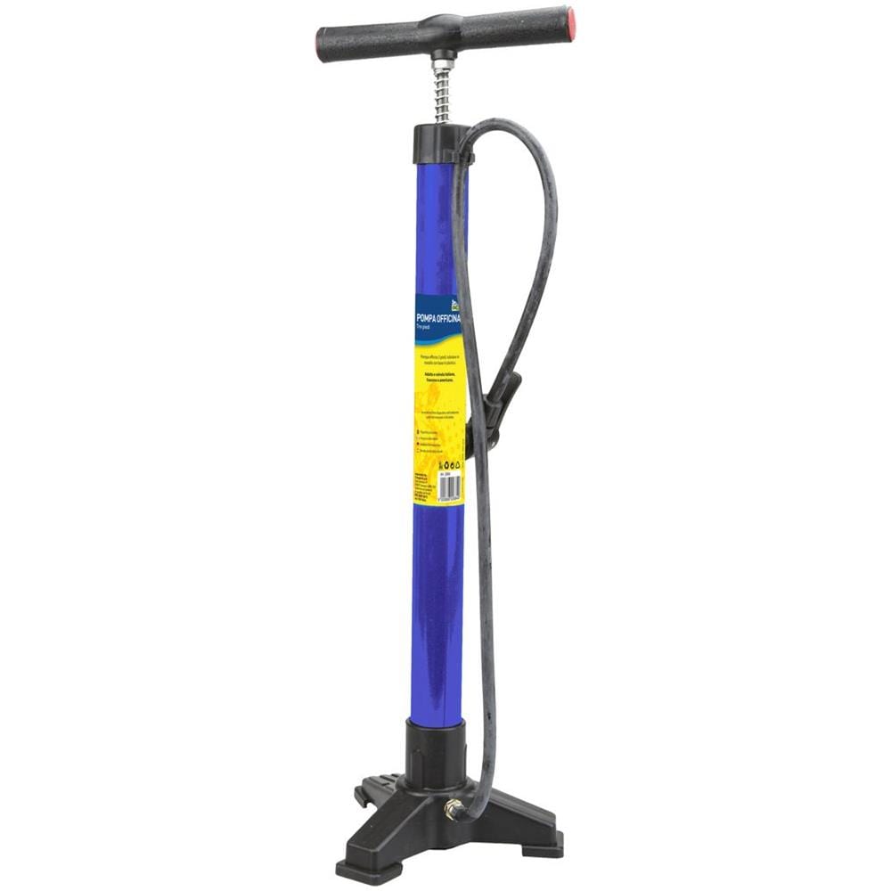 Pompa Officina Bici Tubolare In Metallo Blu Impugnatura Ergonomica T Gonfiaggio Rapido Valvole Italiana Francese Americana Tre Piedi - Foto 1