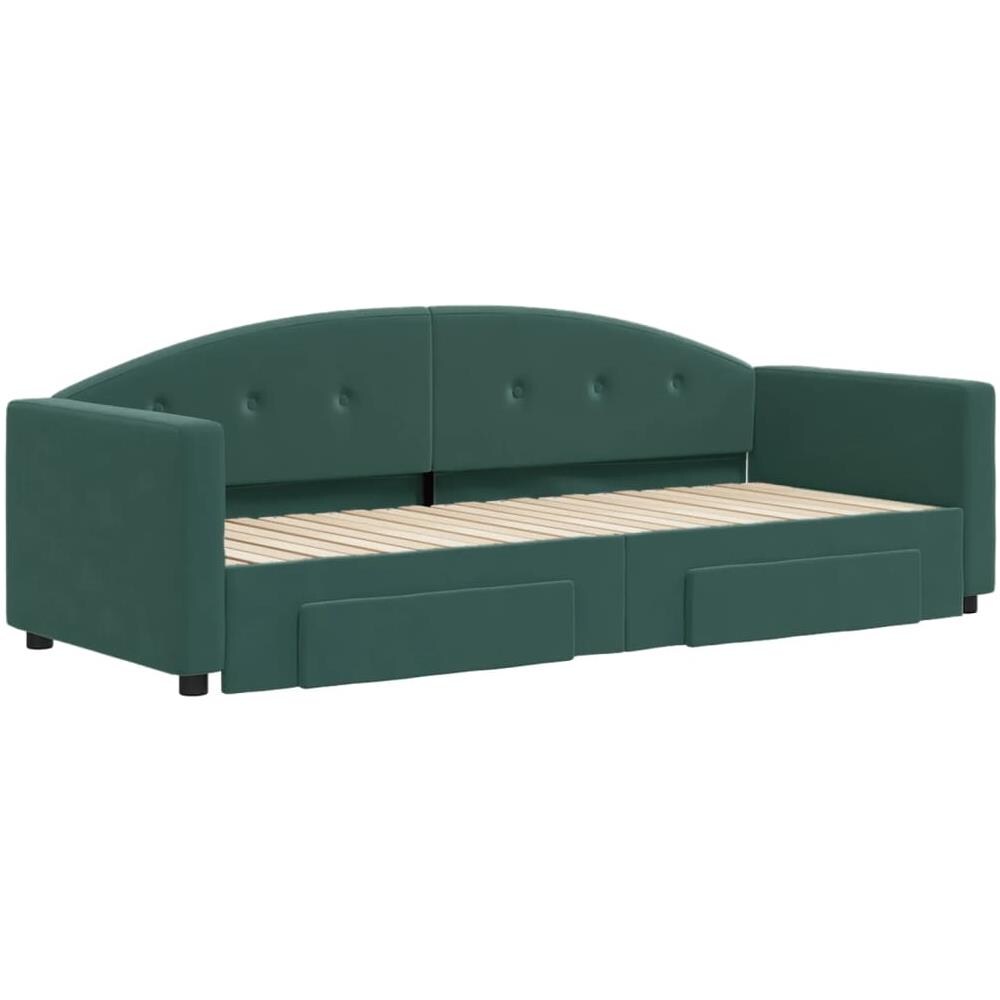Divano Letto Estraibile Cassetti Verde Scuro 80x200cm Velluto - Foto 2