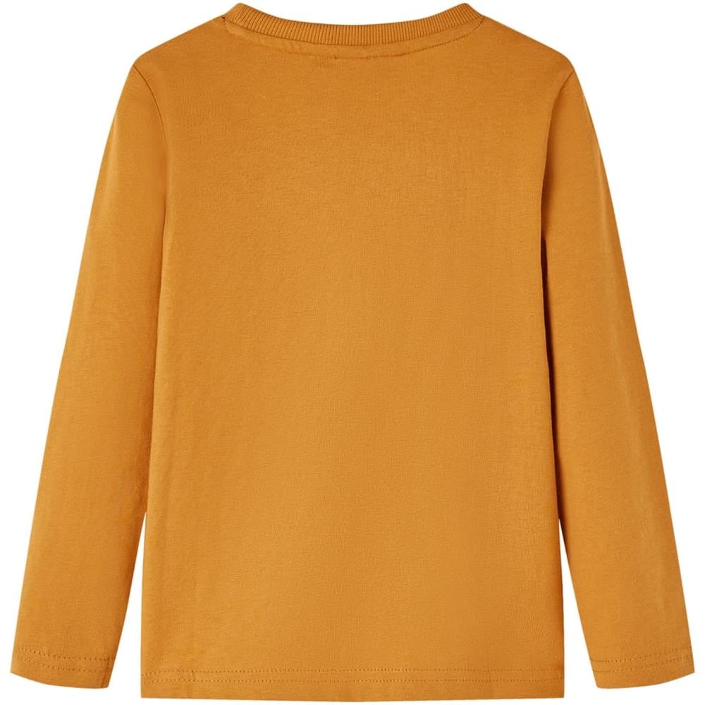 Maglietta Da Bambino A Maniche Lunghe Con Stampa Lupo Ocra Scuro 116 - Foto 2