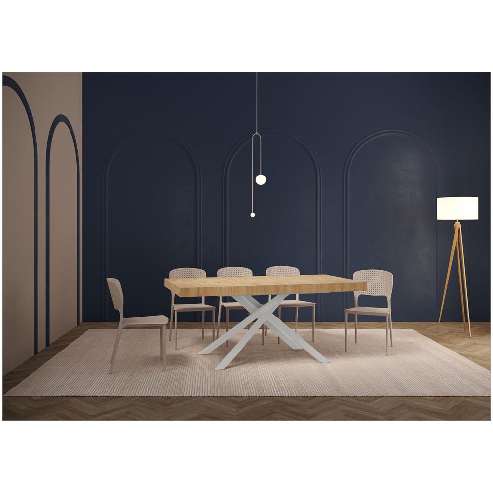 Tavolo allungabile 90x160/264 cm Karida quercia natura gambe bianche - Foto 2