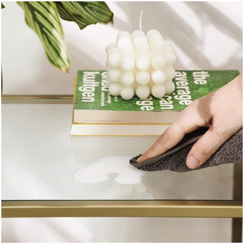 Tavolo CONSOLLE per SOGGIORNO con piano in vetro e metallo dorato per la casa - Foto 8