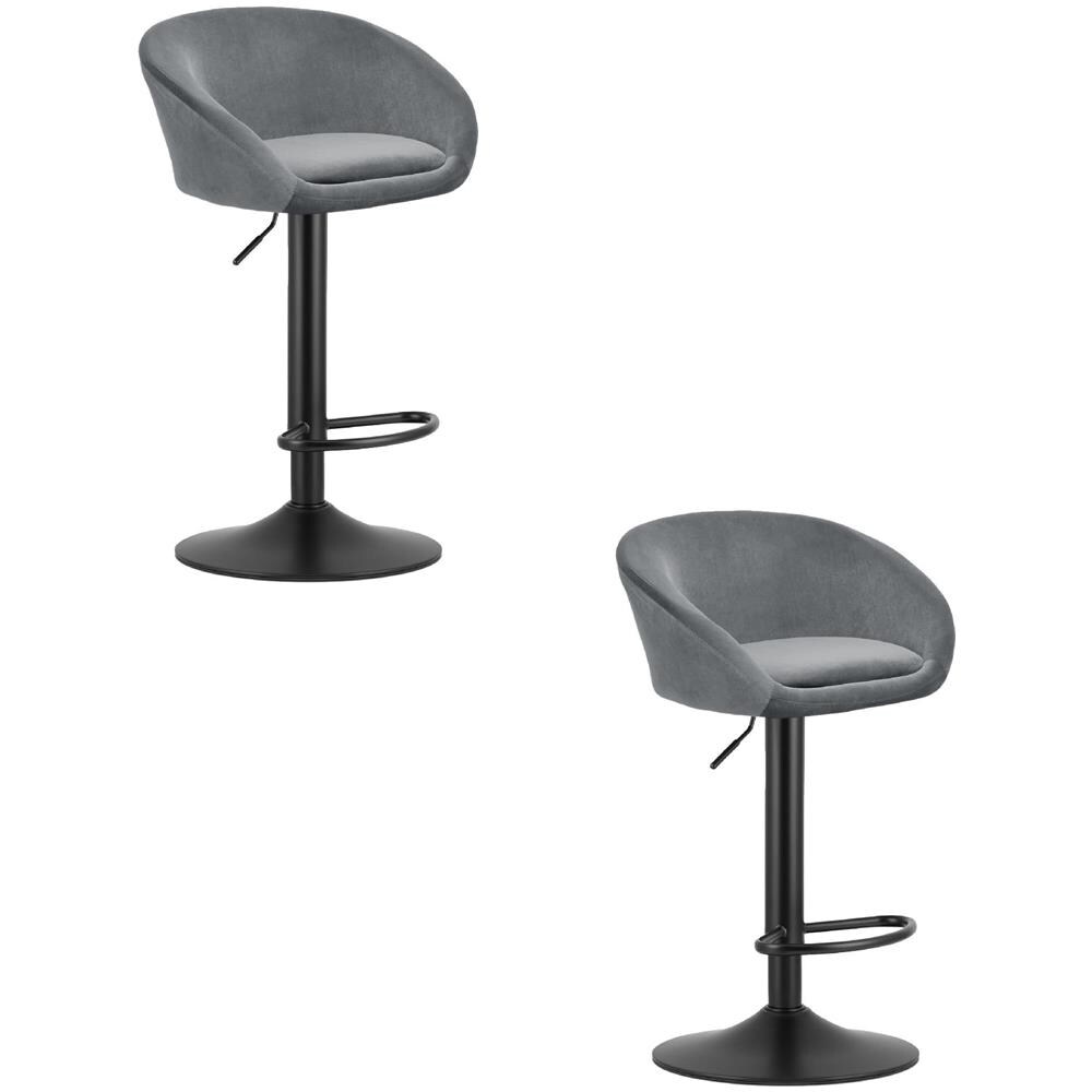 Sgabello in velluto EAST - Grigio x 2 - Foto 1