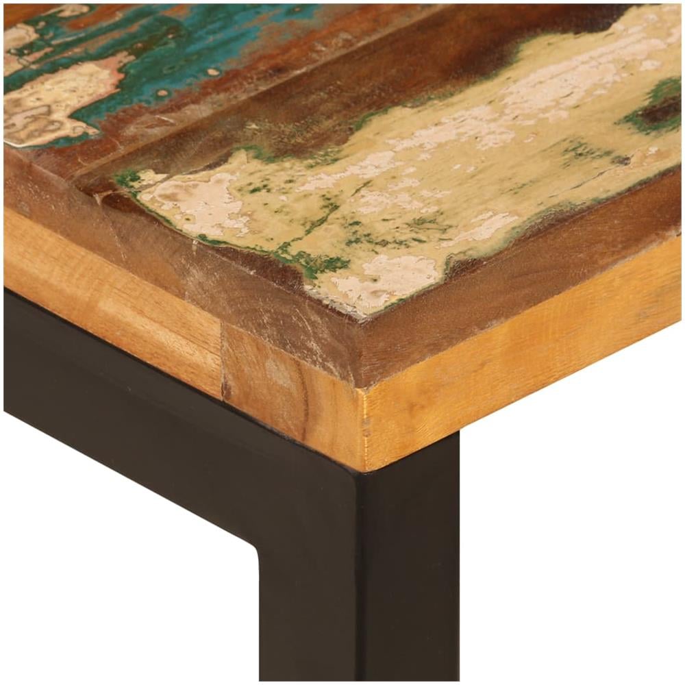 Tavolino Da Caffè 110x50x35cm Legno Massello Recuperato Acciaio - Foto 4