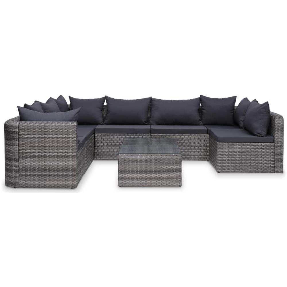 Set Divani Da Giardino 8 Pz Con Cuscini In Polyrattan Grigio - Foto 2