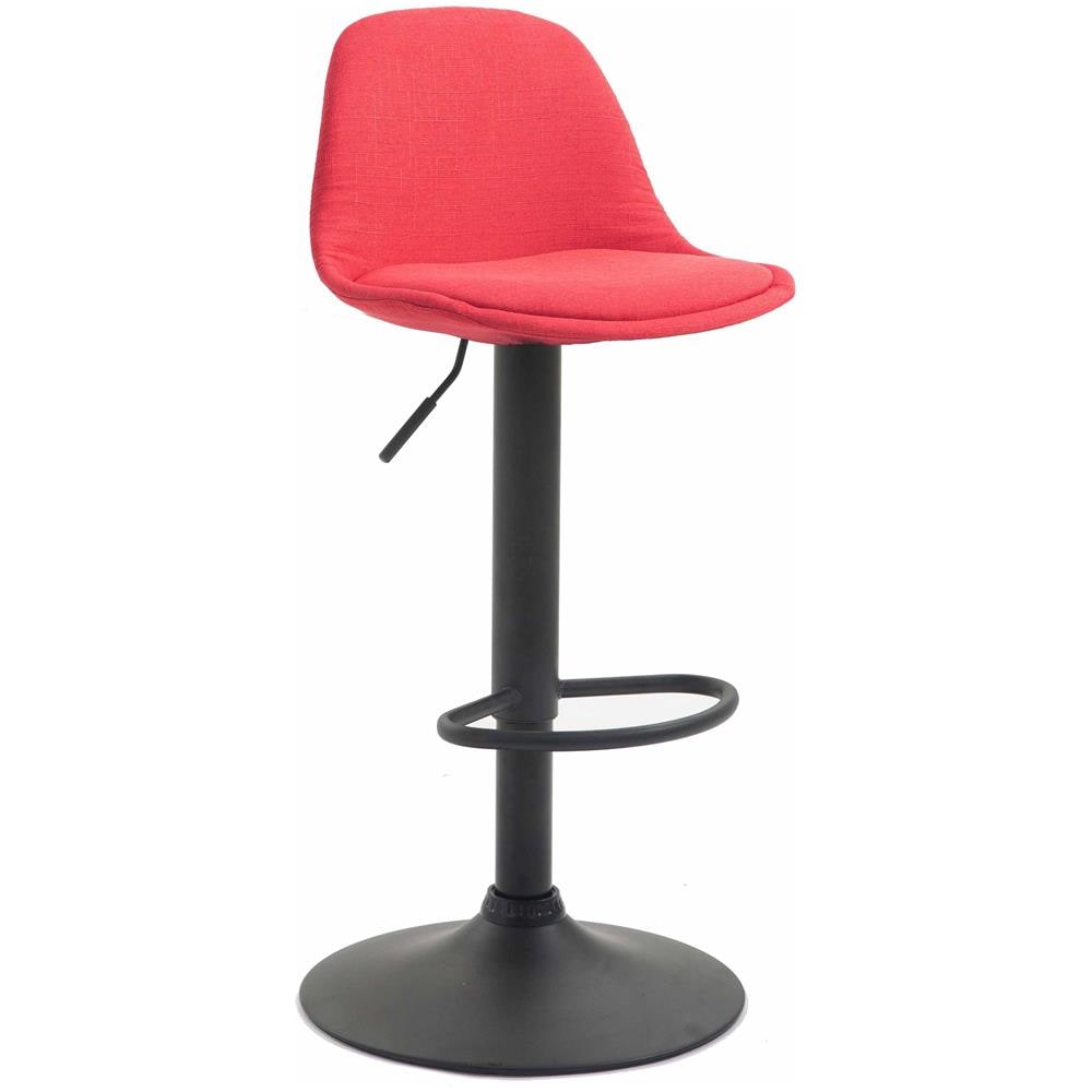 Sgabello Design Kiel in Polipropilene e Tessuto - Sgabello da Cucina Girevole e con Regolabile - Sgabello Bar Imbottito con Poggiapiedi Rosso Nero - Foto 1