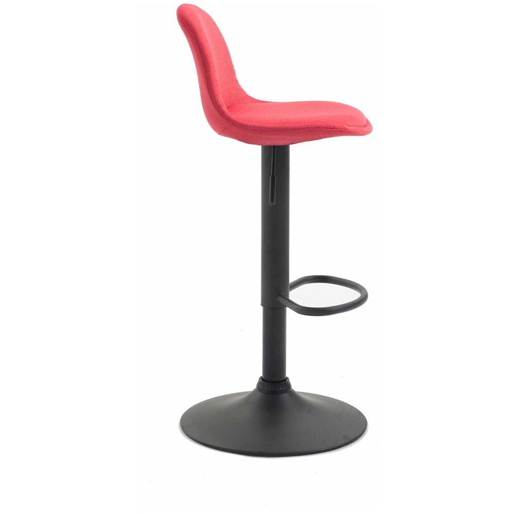 Sgabello Design Kiel in Polipropilene e Tessuto - Sgabello da Cucina Girevole e con Regolabile - Sgabello Bar Imbottito con Poggiapiedi Rosso Nero - Foto 3