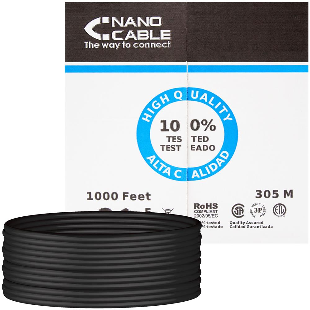 Nano Cavo 10.20.0504-ext-bk - Cavo di Rete ethernet RJ45 Cat. 6 UTP per Esterni, Colore: Nero - Foto 1