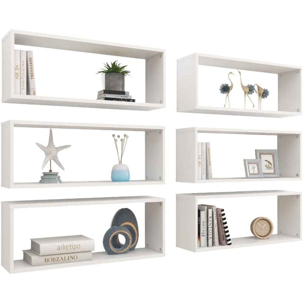 Mensole Parete a Cubo 6pz Bianche 60x15x23 cm Legno Multistrato - Foto 3