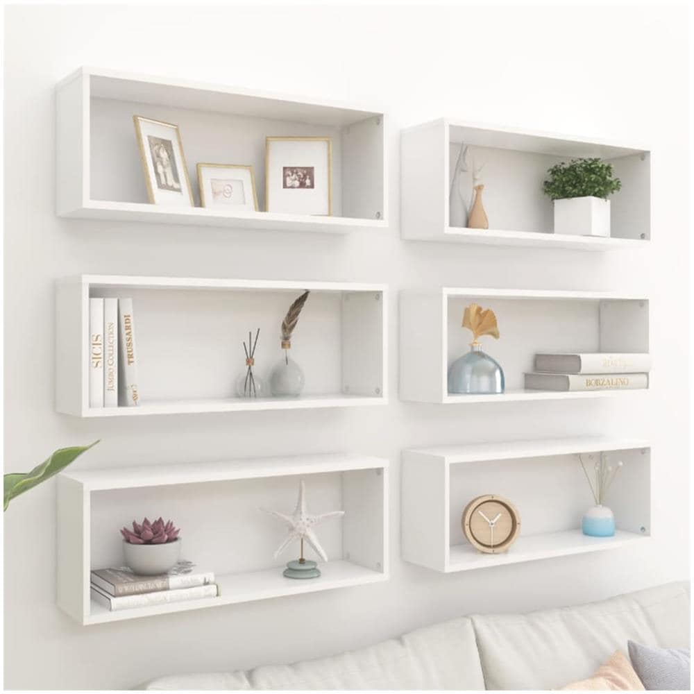 Mensole Parete a Cubo 6pz Bianche 60x15x23 cm Legno Multistrato - Foto 1