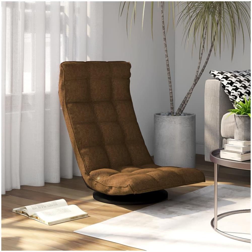 Sedia Da Pavimento Girevole Marrone In Tessuto - Foto 1