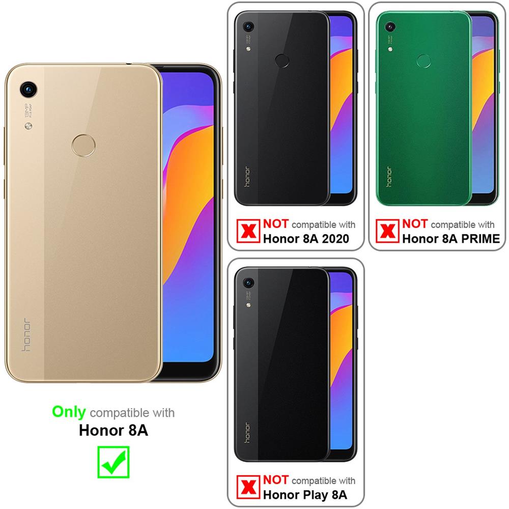 Custodia Compatibile Con Honor 8a In Blu Scuro Nero - Coperchio Protettiva Con Chiusura Magnetica, Funzione Stand E Tasca Per Le Carte - Foto 2