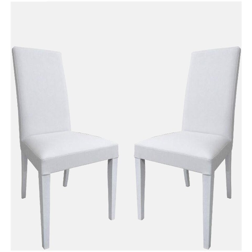 Set Di 2 Sedie Da Pranzo In Legno Massello – Colore Bianco, Gambe In Gomma, Facili Da Montare, Per Cucina E Soggiorno