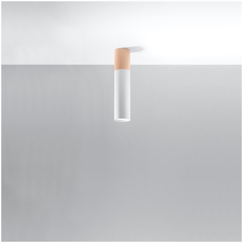 Applique Da Soffitto In Legno Sollux Bianco 300xø60 Mm Metallo - Foto 1