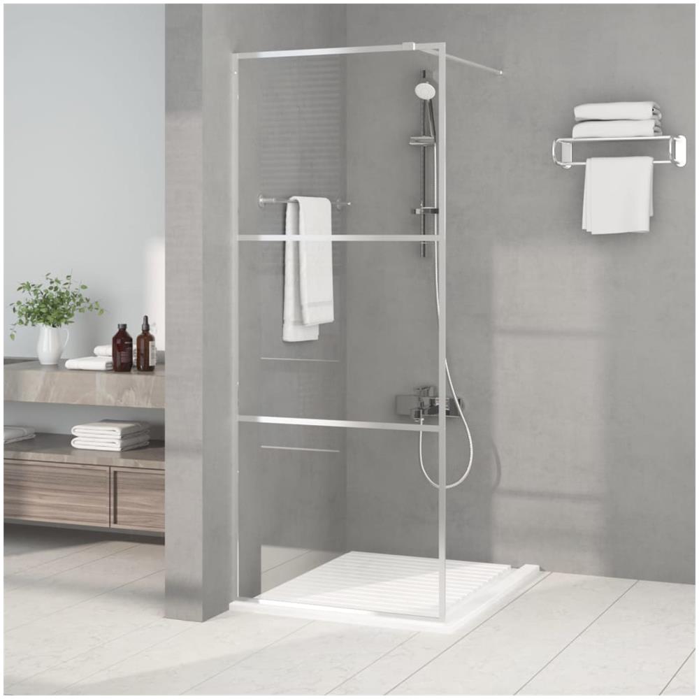 Parete Doccia Walk In Argento 80x195 Cm Vetro Trasparente Esg - Foto 1