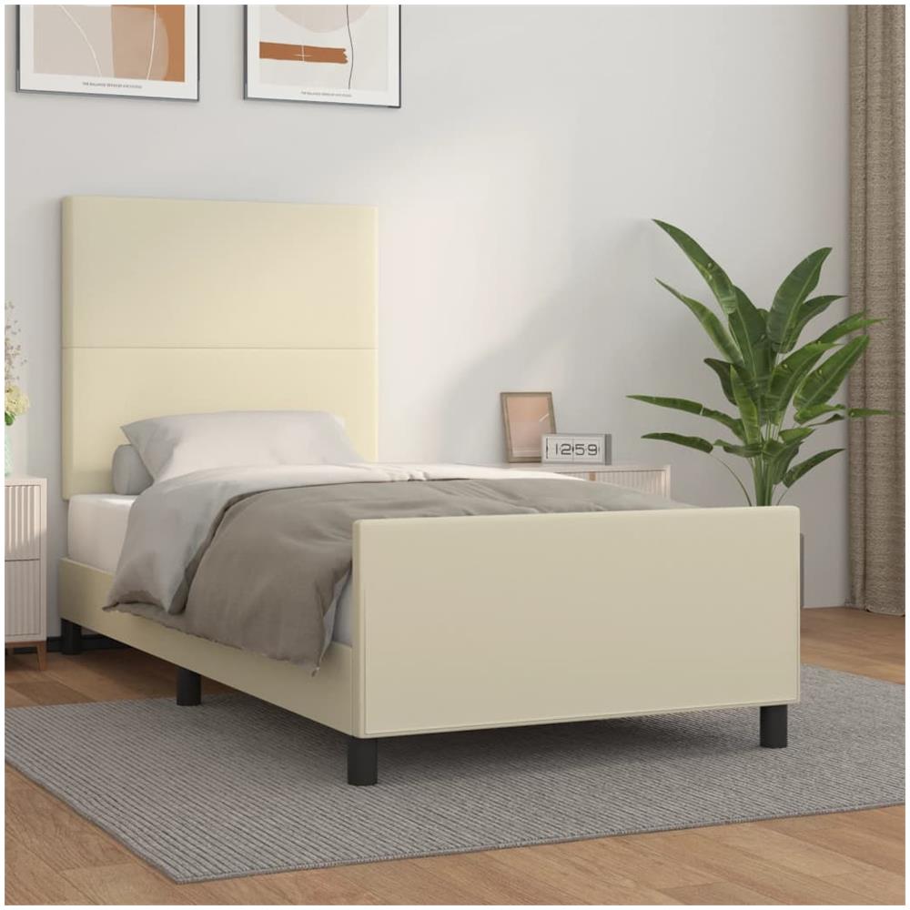 Giroletto Con Testiera Crema 90x190 Cm In Similpelle - Foto 1