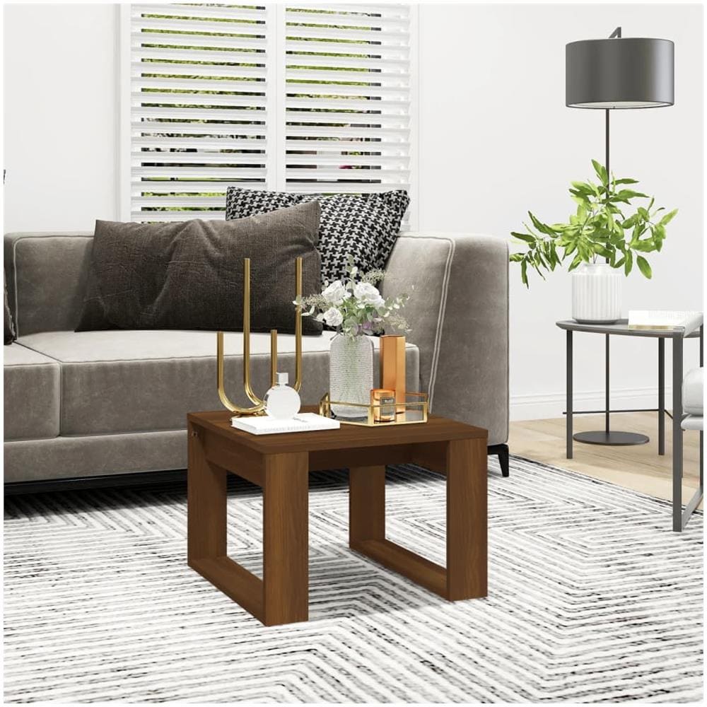 Tavolino Da Salotto Rovere Marrone 50x50x35cm Legno Multistrato - Foto 1