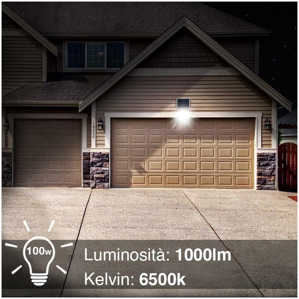 Set 2 Fari Led 100w Pannello Solare Luce Esterno Dimmerabile 1000lm + Telecomand - Foto 1