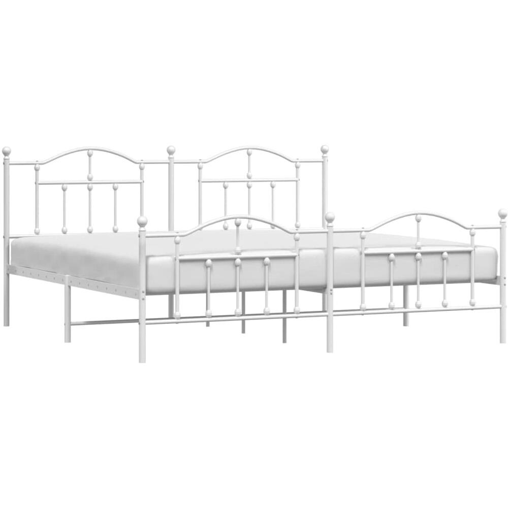 Giroletto Con Testiera E Pediera Metallo Bianco 200x200 Cm - Foto 3