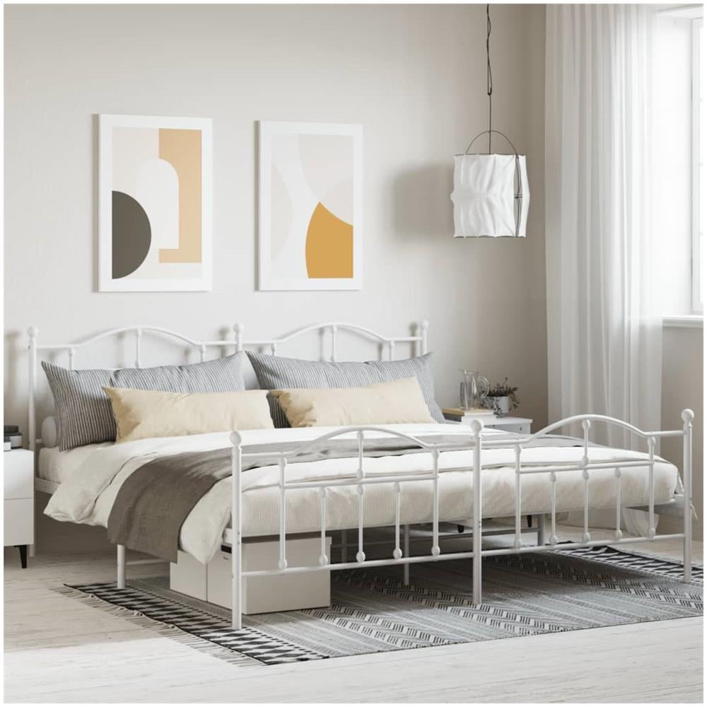 Giroletto Con Testiera E Pediera Metallo Bianco 200x200 Cm - Foto 1