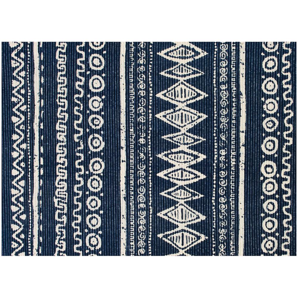 Tappeto Passatoia Cucina Indiano 100% Cotone Disegno Etnic Colore Blu 55x230 Blu - Foto 5