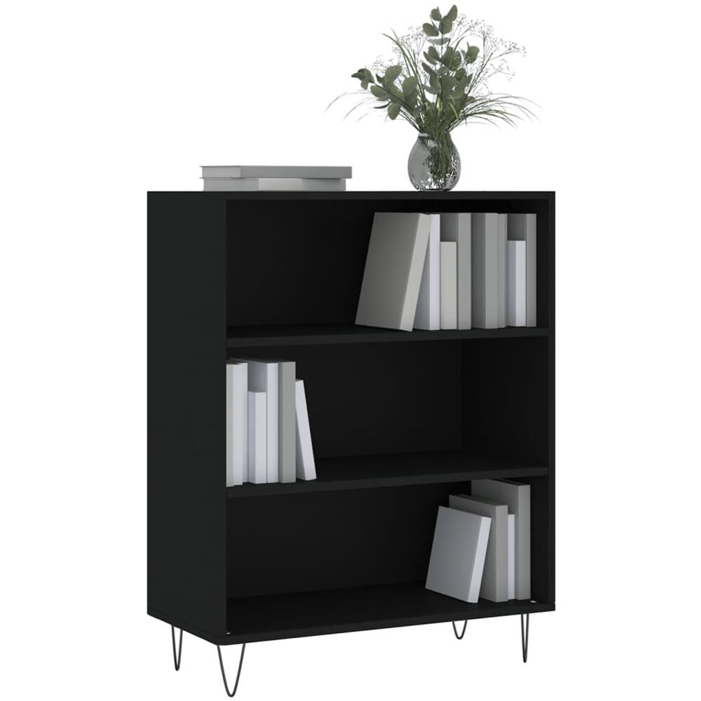Libreria Nera 69,5x32,5x90 Cm In Legno Multistrato - Foto 3