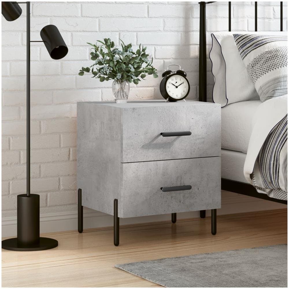 Comodino Grigio Cemento 40x35x47,5 Cm In Legno Multistrato - Foto 1
