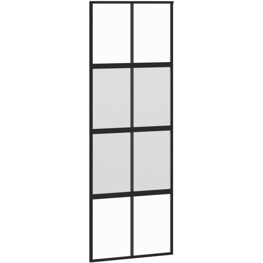 Porta Scorrevole Nera 76x205 Cm In Vetro Temperato E Alluminio - Foto 2