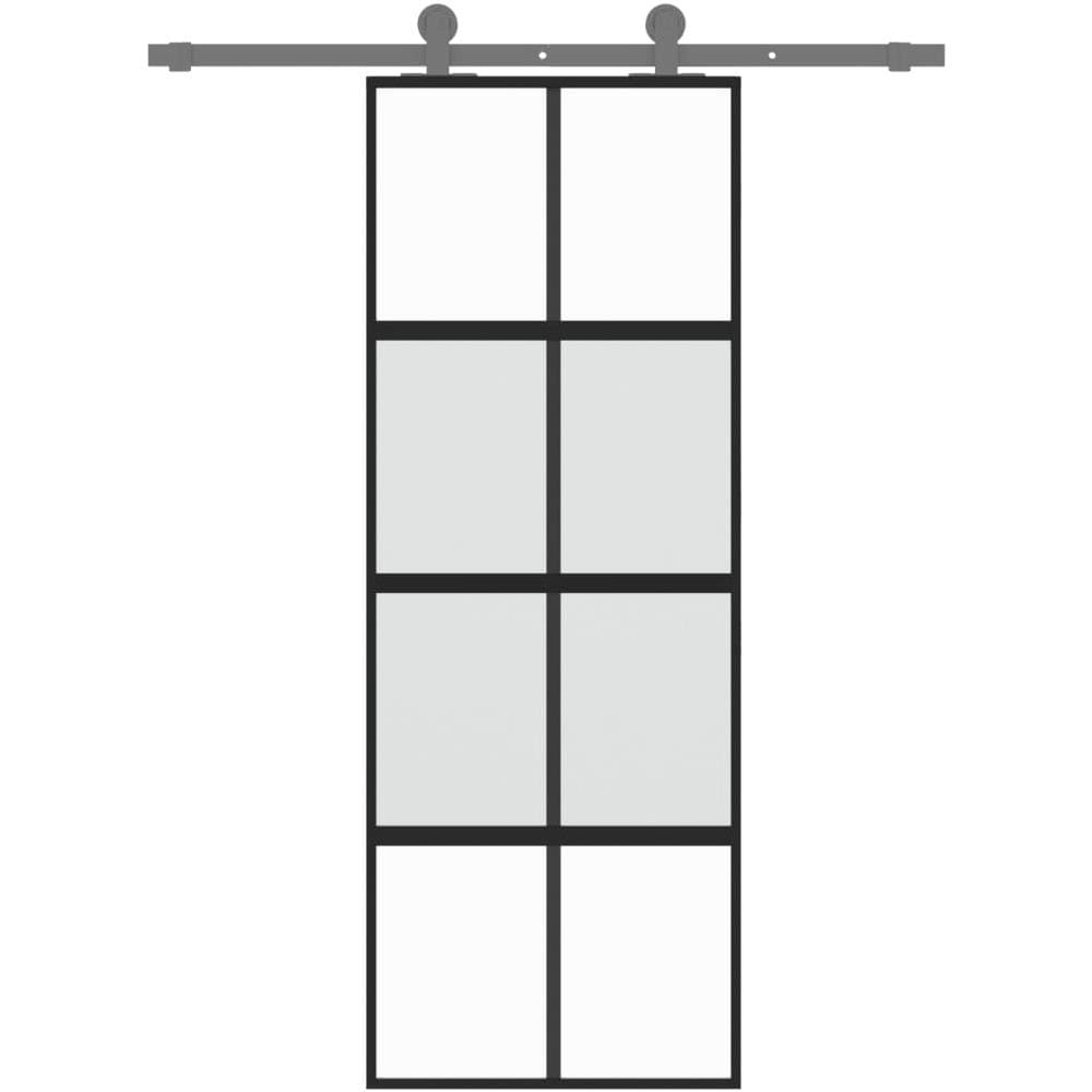 Porta Scorrevole Nera 76x205 Cm In Vetro Temperato E Alluminio - Foto 3