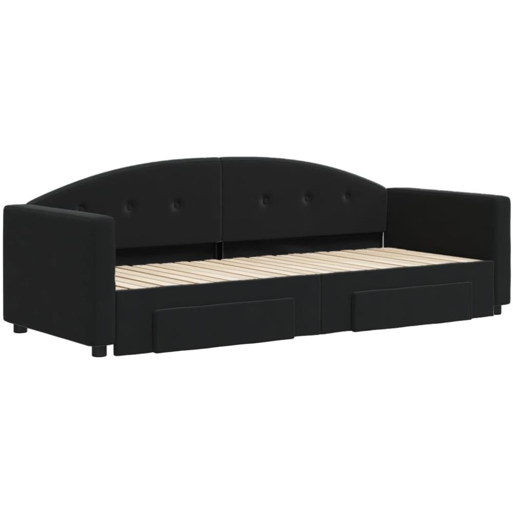 Divano Letto Estraibile Con Cassetti Nero 80x200 Cm In Velluto - Foto 2