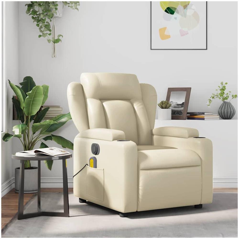 Poltrona da Massaggiante Reclinabile Crema Similpelle - Foto 2