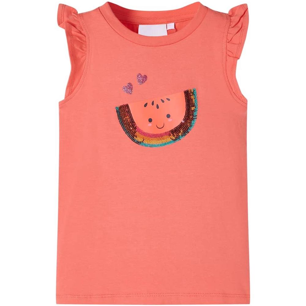 Maglietta da Bambina con Maniche Volant Corallo 140 - Foto 1
