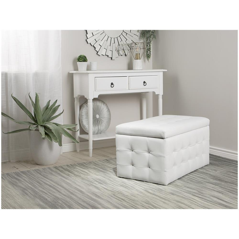 Pouf Ottomano Con Contenitore In Pelle Bianca Michigan - Foto 1
