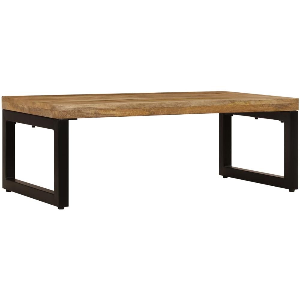 Tavolino Da Caffè 110x50x35cm Legno Massello Di Mango E Acciaio - Foto 2